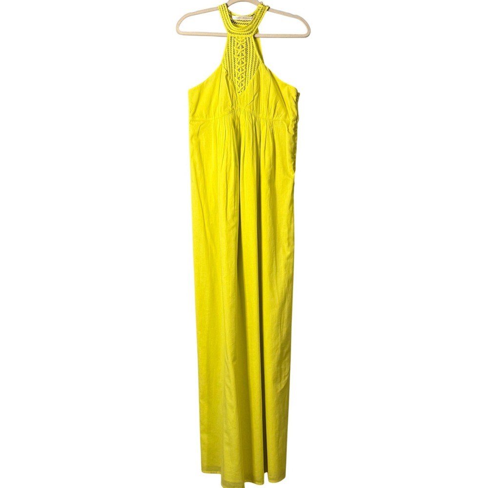 Susana Monaco Yellow Halter Crochet Maxi Dress‎ Size 6 Cotton